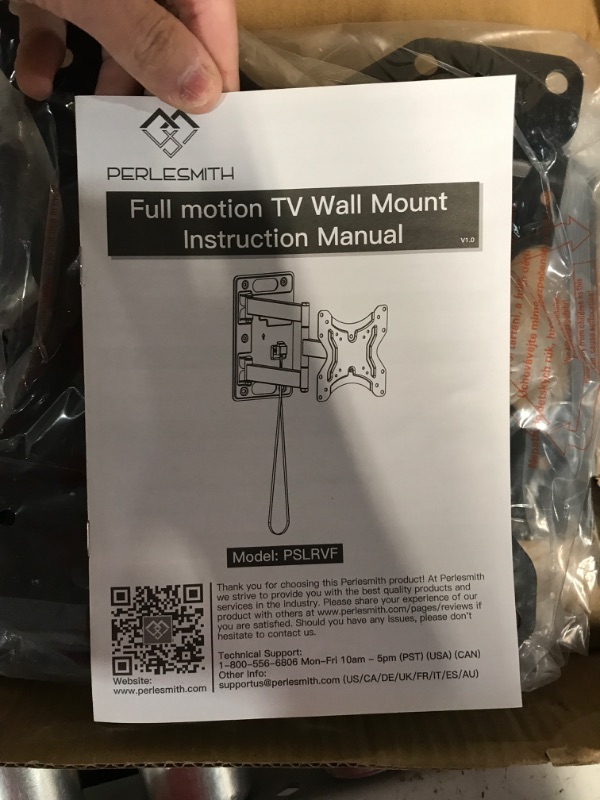 Photo 2 of PERLESMITH Full Motion TV Wall Mount Bracket for 13-42 Inch Flat Curved TVs Monitors up to 77lbs