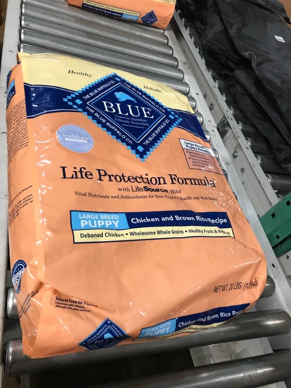 Photo 1 of **EXPIRES 11/21/23**
Blue Buffalo Life Protection Formula Natural Puppy Large Breed Dry Dog Food, Chicken and Brown Rice 30-lb 30 Pound (Pack of 2)