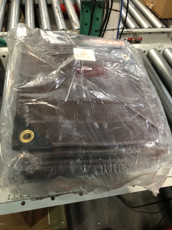 Photo 3 of 15' x 15' Super Heavy Duty 16 Mil Brown Poly Tarp Cover - Thick Waterproof, UV Resistant, Rip and Tear Proof Tarpaulin 