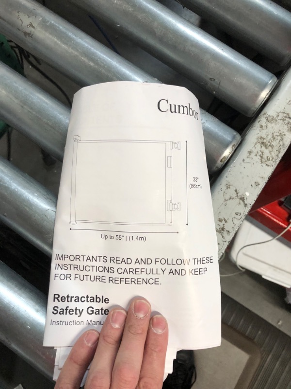 Photo 4 of Cumbor Retractable Gates for Stairs, Mesh Pet Gate 33" Tall, Extends to 55" Wide, Extra Wide Dog Gate for the House Black