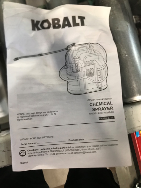 Photo 1 of Kobalt 2.11-gallon Plastic Handheld Sprayer