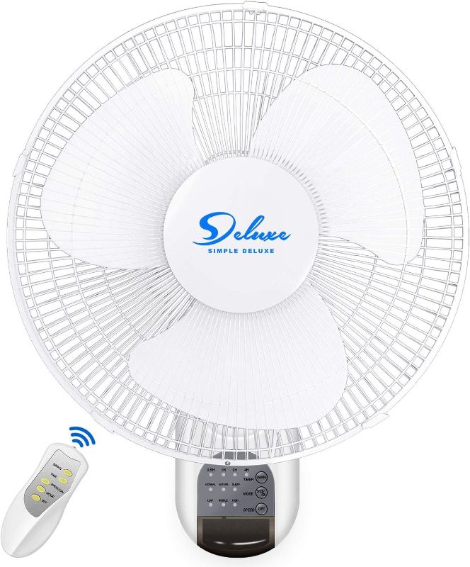 Photo 1 of **PARTS ONLY**
Simple Deluxe 1 Pack-16 Inch Digital Wall Mount Fan with Remote Control , White