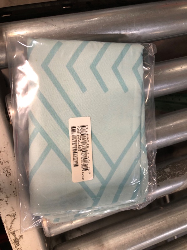 Photo 3 of Monochrome Zig Zag Pattern Table Runner - 16 x 72 - Cotton Blend - Teal