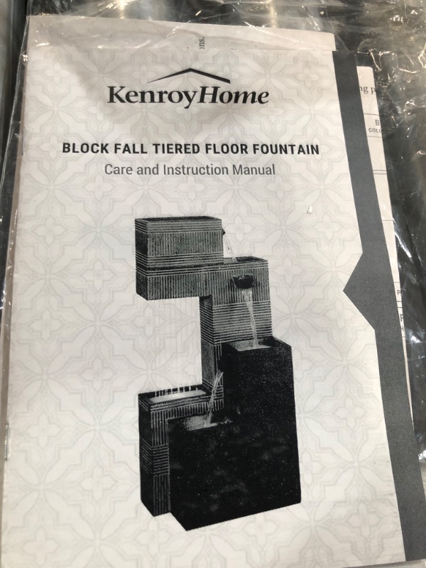 Photo 4 of **DAMAGED AT THE TOP** SEE PHOTO FOR PARTS ONLY
 51129BLGR Block Fall Fountain Black Gray , Modern Style, 33" Height, 15.4" Width, 10" Depth
