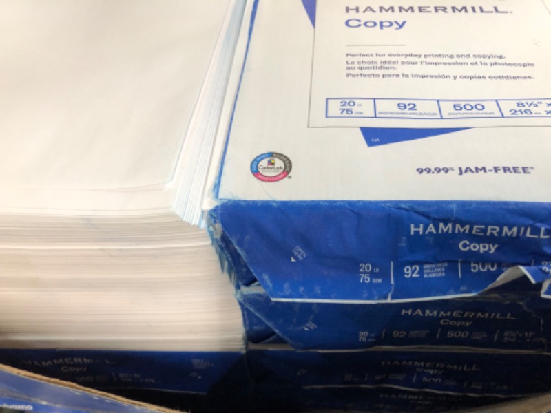 Photo 2 of Hammermill Printer Paper, 20 Lb Copy Paper, 8.5 x 11 - 8 Ream (4,000 Sheets) - 92 Bright, 