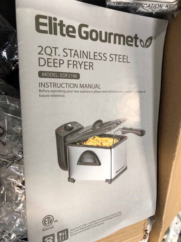 Photo 6 of **PARTS ONLY**
Elite Gourmet EDF2100 Electric Immersion Deep Fryer Removable Basket 2 Quart / 8.2 cup