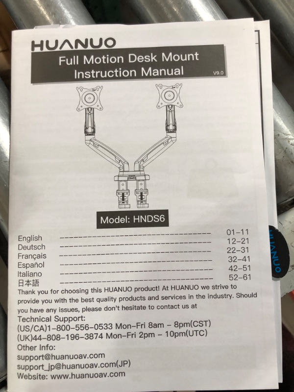 Photo 4 of HUANUO Dual Monitor Stand - Adjustable Spring Monitor Mount Swivel Vesa Bracket C Clamp