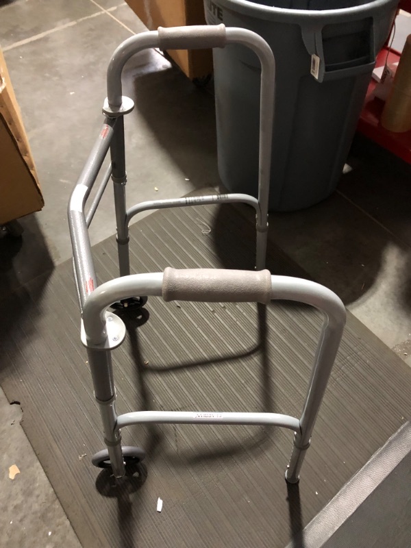 Photo 3 of **GENTLY USED** Medline Easy Care Two-Button Folding Walkers With 5" Wheels