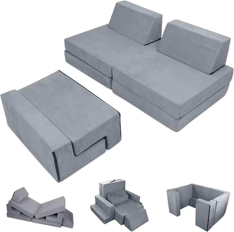 Photo 1 of *SEE NOTES* DREAMANIA Kids Couch Sofa 7PCS, Premium Toddler Couch Fort for Child Teens, Modular Kids Couch Furniture for Bedroom Playroom Toy Living Room, Prefect Gift for Creative Girls & Boys, Grey
