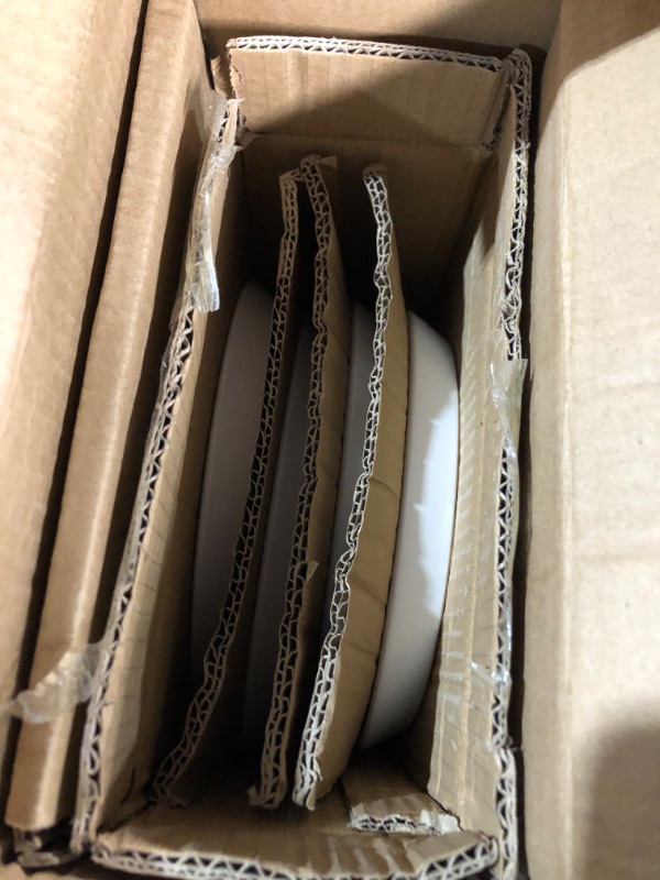 Photo 1 of Stone Lain 16 Pieces Stoneware Round Dinnerware Set, Snow White 16-Piece Service for 4 White Speckled