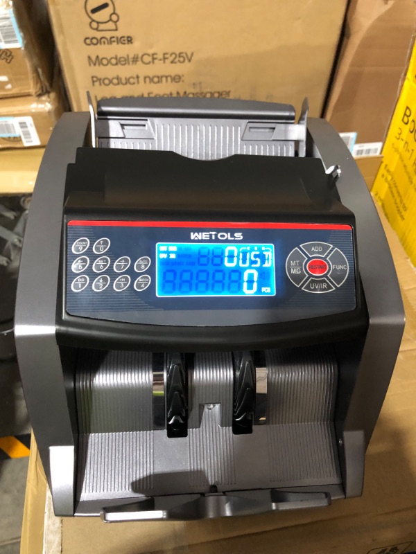 Photo 3 of WETOLS Money Counter Machine with 3 Screens, UV/IR/DD/MG/MT Counterfeit Detection, USD/EUR, Portable Bill Counter with Add/Batch/Auto/Count/Reset Modes, 1,000 Bills/Min (NOT Count Value of Bills)