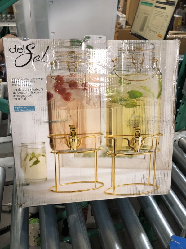 Photo 5 of * used item * see all images * 
Elegant Home Set of Two (2) Quality Clear Glass Each (1) Gallon Each Glass Bail & Trigger Locking Lid Beverage Dispenser 