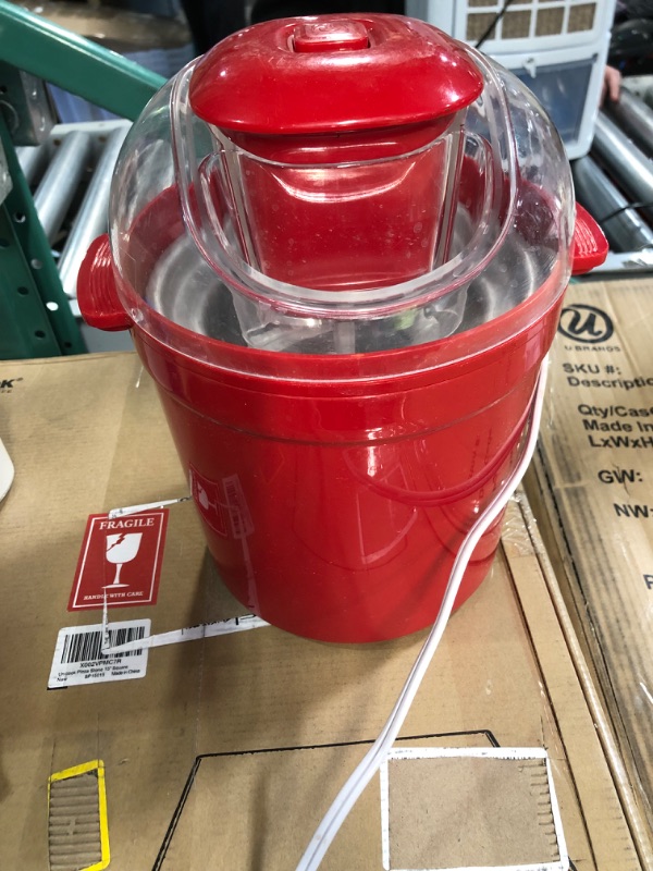 Photo 3 of ***LID CRACKED - SEE PICTURES***
GreenLife 1.5QT Electric Ice Cream Maker, Red