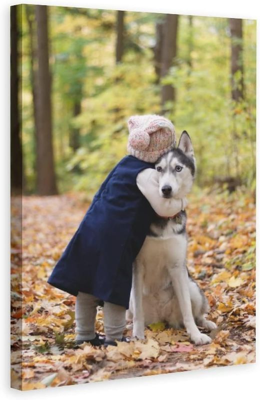 Photo 1 of ***STOCK PHOTO AS REFERENCE*** Girl Hug Husky Dog Poster Bedroom Decor 24x36 inches