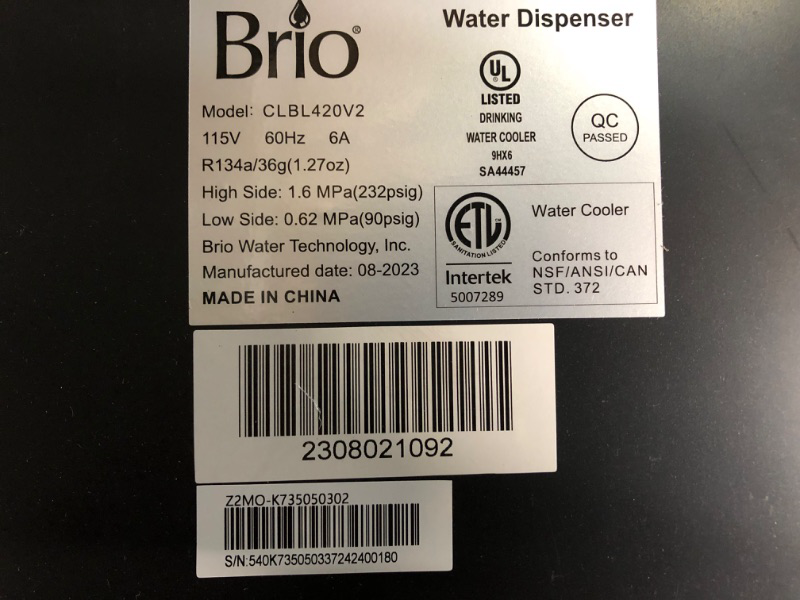 Photo 3 of **SEE NOTES/FOR PARTS**
Brio Bottom Loading Water Cooler Water Dispenser – Essential Series - 3 Temperature Settings - 