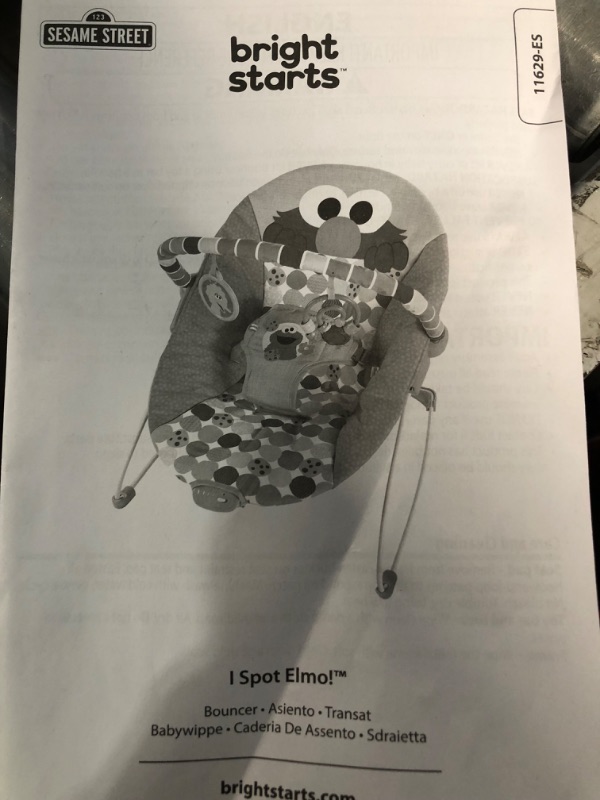 Photo 1 of Bright Starts Sesame Street I Spot Elmo! 3-Point Harness Vibrating Baby Bouncer with bar