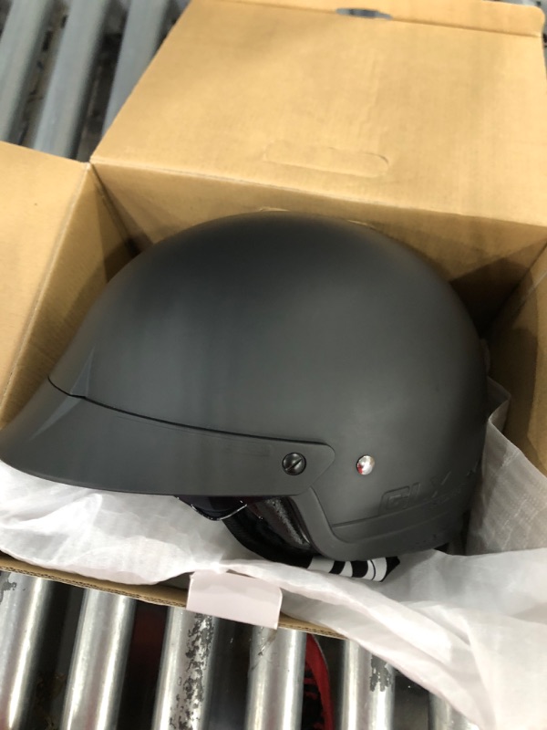 Photo 3 of GLX M14 Cruiser Scooter Motorcycle Half Helmet with Free Tinted Retractable Visor DOT Approved (Matte Black, Medium) Matte Black Medium