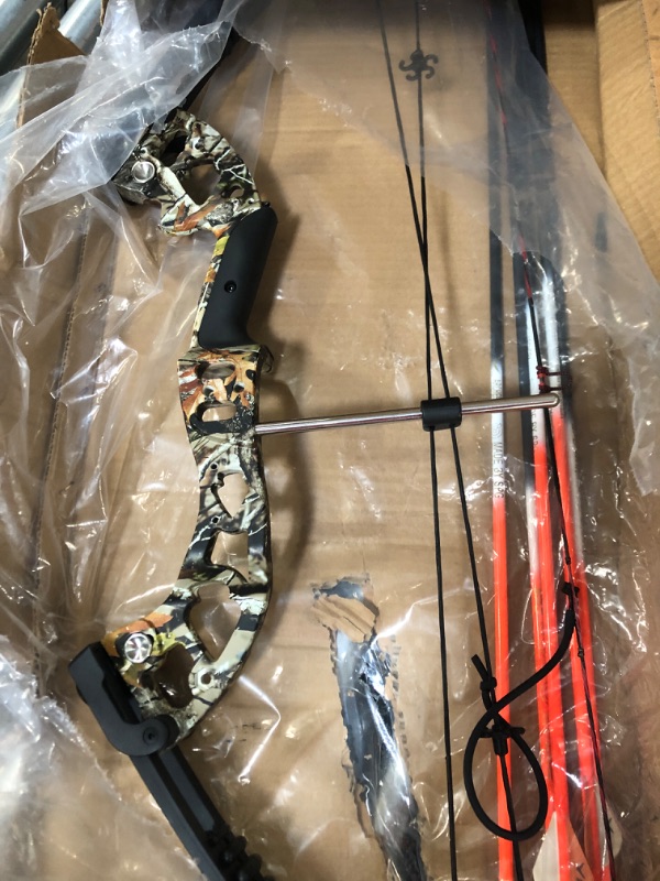 Photo 2 of Archery Compound Bow and Arrow for Adults and Youth?Bowfishing and Hunting Bow Set, 320 fps,18"-30" Draw Length,35-70 Lbs Draw Weight, Package with Archery Hunting Equipment Black/Camouflage BLACK-01