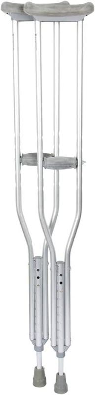 Photo 1 of 
BodyMed Aluminum Crutches, Adult, Tall, 5' 10"–6' 6" – Pair of Lightweight, Height Adjustable Crutches – Includes Padded Underarm Cushions,...