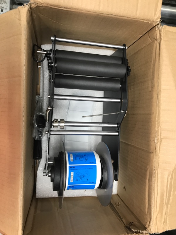 Photo 1 of ZONEPACK Upgraded Manual Labeling Machine Label Applicator Bottle Labeler Sticker Label Printer Packing Machine with Handle for Round Glass Plastic Metal Bottle etc… ZP-50 Upgrade Labeler