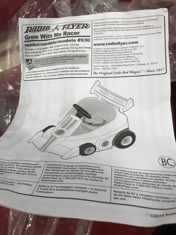 Photo 3 of *PARTS ONLY-MISSING PIECES-MINOR DAMAGE SEE NOTES*
Radio Flyer Grow With Me Racer