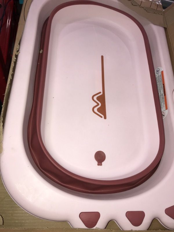 Photo 1 of Beberoad Love Collapsible Baby Bathtub Toddler Bathtub Portable Travel Baby Bath Tub for Newborn/Infant/Toddler Height-Adjustable Baby Bathtub Cayman Pink