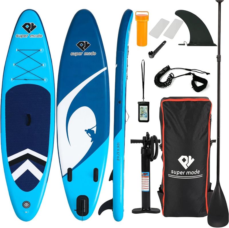 Photo 1 of 10'6'' Inflatable Stand Up Paddle Board,Sup Paddle Board with All Premium SUP Accessories & Adjustable Paddle,Fin, Leash, Hand Pump, Backpack Blue