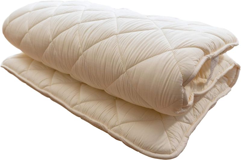 View 1 of FULI Japanese Futon Mattress, 100% Cotton, Foldable & Portable Floor Lounger Bed, Roll Up Sleeping Pad, Shikibuton, Made in Japan (White, Twin)