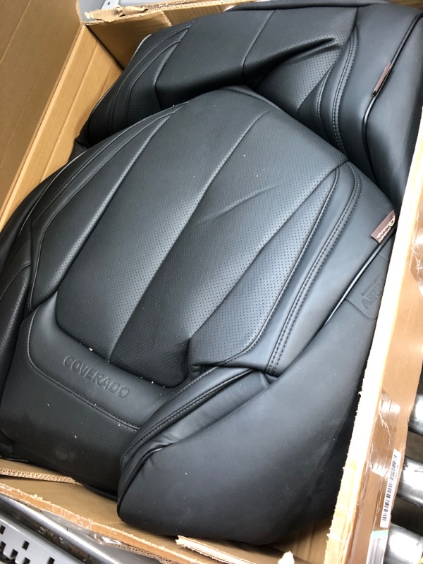 Photo 2 of Coverado Car Seat Covers Full Set, Waterproof Nappa Leather Auto Seat Protectors, Universal Fit for Most Sedans SUV Pick-up Truck, Black Black FullSet