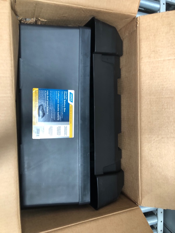 Photo 2 of Camco Heavy Duty Double Battery Box with Straps and Hardware - Group GC2 | Safely Stores RV, Automotive, and Marine Batteries | Measures Inside 21-1/2" x 7-3/8" x 11-3/16" | (55375) Frustration Free Packaging Double Battery Box