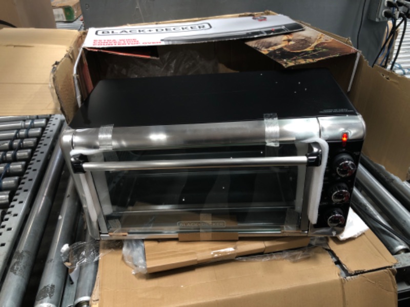 Photo 2 of BLACK+DECKER TO3250XSB 8-Slice Extra Wide Convection Countertop Toaster Oven, Includes Bake Pan, Broil Rack & Toasting Rack, Stainless Steel/Black