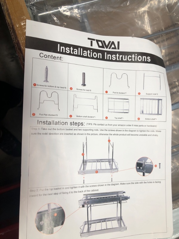 Photo 3 of **SEE NOTES/DAMAGED**
TQVAI Pot and Pan Organizer for Cabinet, Pot Lid Organizer Rack, Pull Out Cabinet Organizer - Separate Full-Extension Guide Rail - Cabinet Request at Least 15" W x 22.5" D x 22.5" H, Chrome