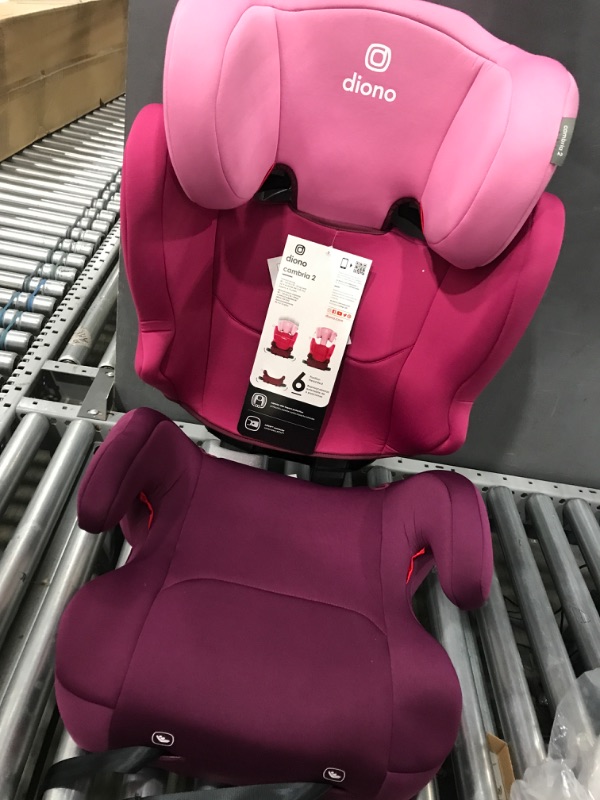 Photo 2 of Diono Cambria 2 XL, Dual Latch Connectors, 2-in-1 Belt Positioning Booster Seat, High-Back to Backless Booster with Space and Room to Grow, 8 Years 1 Booster Seat, Pink 2020 Pink