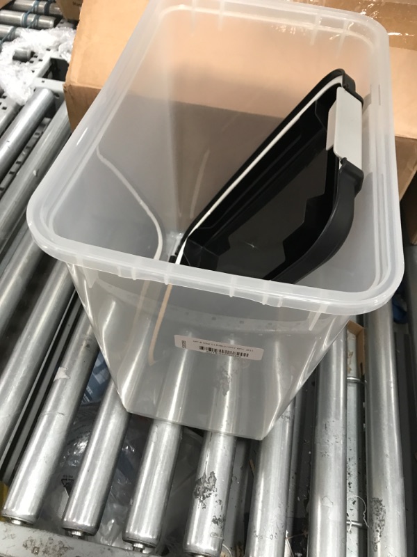 Photo 2 of *READ NOTES* IRIS USA 36 Quart WEATHERPRO Plastic Storage Box with Durable Lid and Seal and Secure Latching Buckles, Weathertight, Clear with Black Buckles, 1 Pack 36 Qt. - 1 Pack