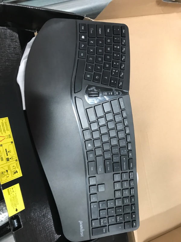 Photo 2 of Perixx Periduo-605, Wireless Ergonomic Split Keyboard and Vertical Mouse Combo, Adjustable Palm Rest and Membrane Low Profile Keys, Black, US English Layout (11633)