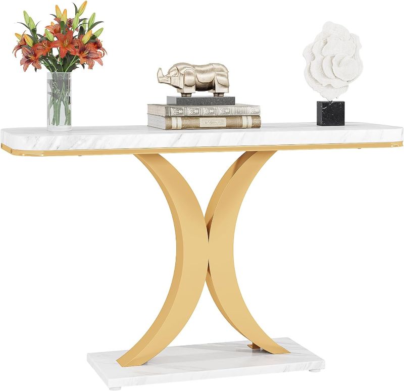 Photo 1 of 
LITTLE TREE Narrow Entryway Console Table, Small, White+Gold
Color:White+gold
