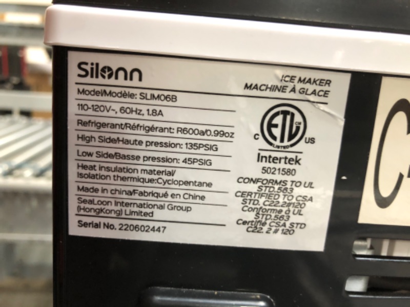 Photo 4 of (USED) Silonn Countertop Ice Maker Machine, Portable Ice Makers Countertop with Handle, Makes up to 27 lbs. of Ice Per Day, 9 Cubes in 7 Mins, Self-Cleaning Ice Maker with Ice Scoop and Basket Black Ice Maker