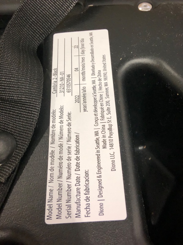 Photo 4 of Diono Cambria 2 XL 2022, Dual Latch Connectors, 2-in-1 Belt Positioning Booster Seat, High-Back to Backless Booster with Space and Room to Grow, 8 Years 1 Booster Seat, Black NEW! Black