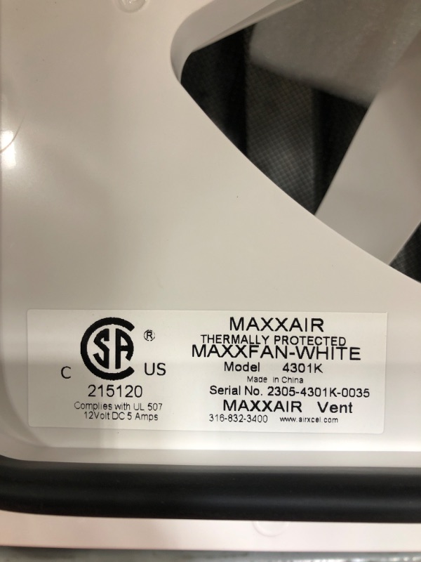 Photo 3 of Maxxair Corp 00A04301K Maxxfan Vent Std 14" Manual