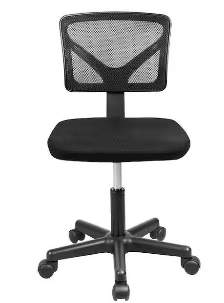 Photo 1 of Black Armless Office Chair Breathable Mesh Covering Silent Swiveling Casters Low Back Support for Computer Tasks
