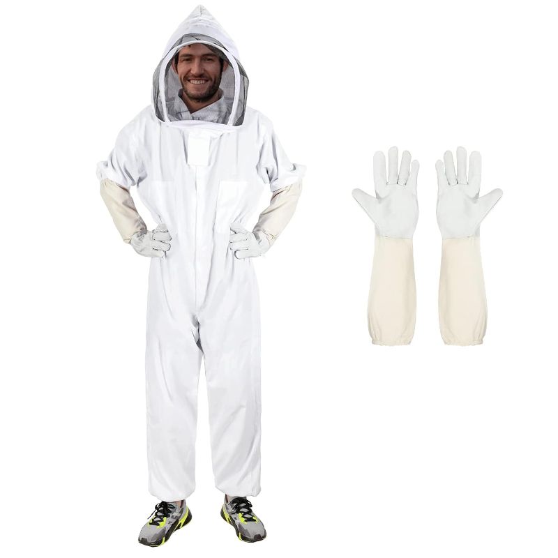 Photo 2 of Bee Suits for Men Women,Bee Keeper Suite with Beekeeping Gloves,Beekeeping Suit with Veil Hood,Fully Body Durable Beekeeper Suite,Suitable for Professional Beekeepers and Beginners XXL