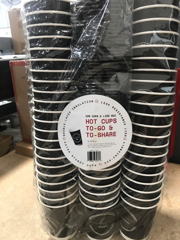 Photo 1 of 100 hot cups with lids 8 oz