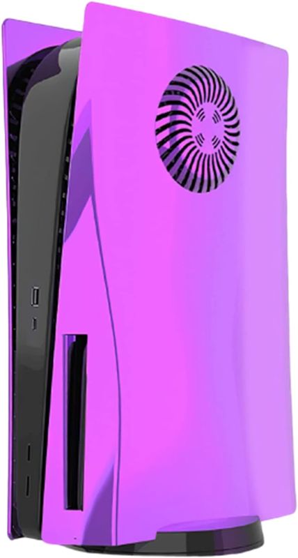 Photo 1 of Electroplating Face Plates with Cooling Vents Cover Skins Shell Panels for PS5 Disc Edition Console, Playstation 5 Accessories Faceplate Protective Replacement Plate (Electroplating Galactic Purple)