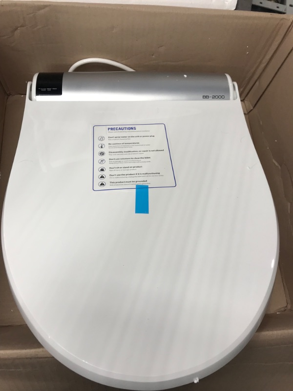 Photo 2 of **USED/FOR PARTS ONLY**
Bio Bidet Bliss BB2000 Elongated White Smart Toilet Seat, Premier Class, Unlimited Warm Water, Vortex Wash, Bidet Seat w /Remote Control Elongated Wireless Remote