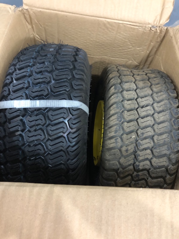 Photo 2 of 15x6.00-6" Front Tire Assembly Replacement for 100 and 300 Series John Deere Riding Mowers - 2 pack