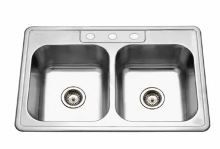Photo 1 of   33" Double Basin Drop In 20-Gauge Stainless Steel Kitchen Sink with 50/50 Split and Sound Dampening Technology