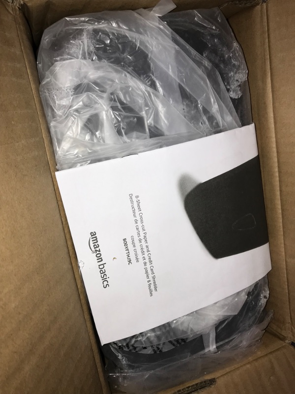 Photo 1 of Amazon Basics 8 Sheet Cross Cut Paper and Credit Card Shredder with 4.1 Gallon Bin, Black