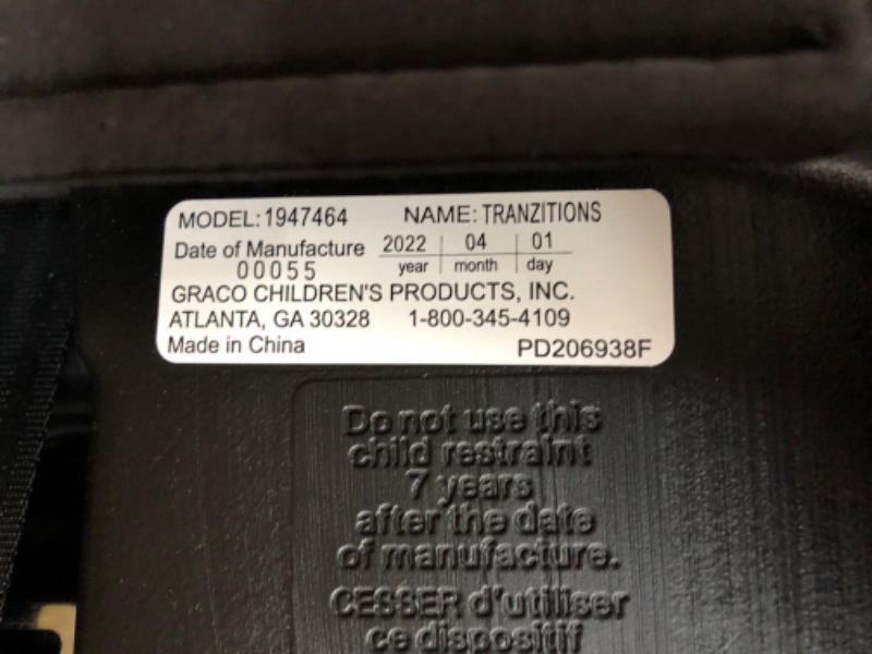 Photo 4 of * used item *
Graco Tranzitions 3 in 1 Harness Booster Seat, Proof Tranzitions Black