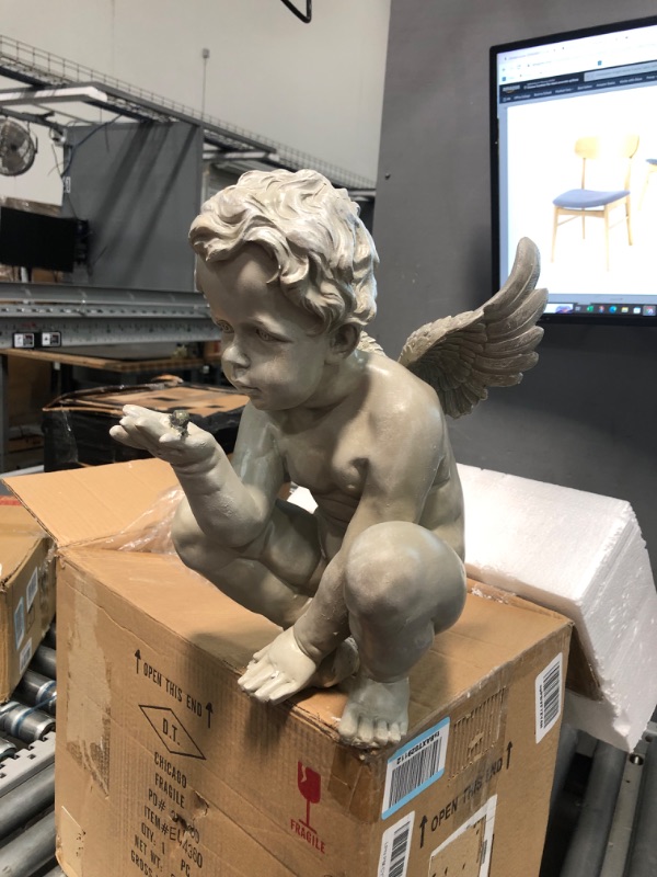 Photo 4 of * see images for damage *
Design Toscano Life's Mysteries Cherub Garden Statue, 15 Inch, Polyresin, Antique Stone Antique Stone 15 Inch