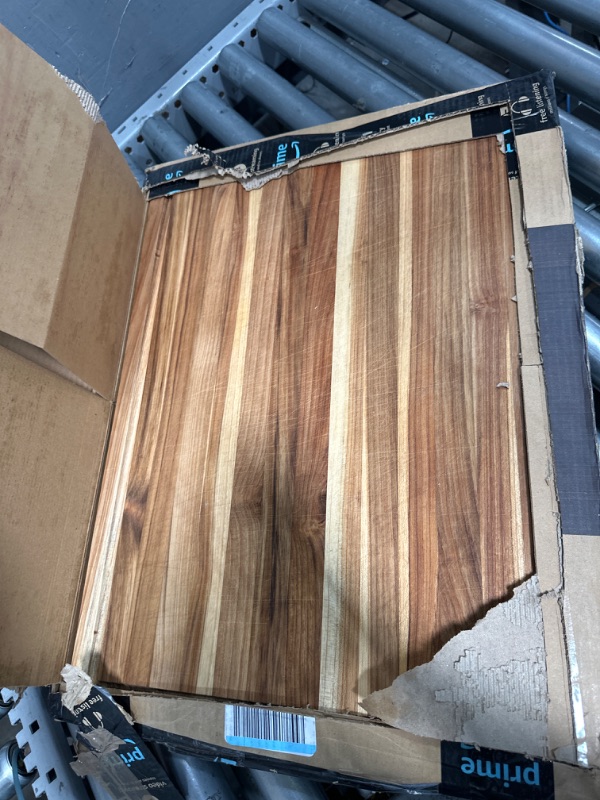 Photo 2 of Shumaru California, XXX-Large Edge-Grain Teak Wood Cutting Board, [24"L x 18"W x 1.5"T] Juice Groove, Reversible, Built-in Hand Grips Teak Wood Edge Grain, 24x18x1.5 inches | XXXL